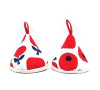 Shiwaki Un Paio di Guanti da Forno in Cotone Comodo Triangolo da 4,3 Pollici per Guanti con Coperchio pentola Guanti da Forno con Manico per pentola da Forno antiscottatura - Rosso