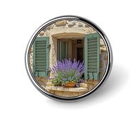 Shiwu - Spilla rotonda in metallo con lavanda personalizzata, adatta per abbigliamento, borse, cappelli, spilla con stampa umoristica, accessori per feste per uomini e donne