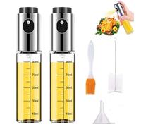 ShiWuYou Spruzzino Olio per Friggitrice Aria, 2 × 100ml Spray Olio Cucina Antigoccia, Olio Spray per Olio d'oliva, per Insalate, BBQ, con Imbuto, Pennello