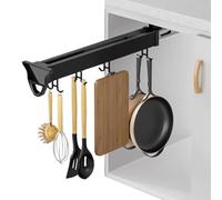 Shixian - Porta pentole da appendere con 8 ganci per armadietto, 45,7 cm, organizer per pentole e padelle, regolabile, con binario scorrevole, per cucina, armadio, credenza, carico 34 kg