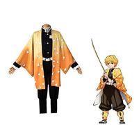 SHIXUE Cosplay Agatsuma Zenitsu Travestimento da Adulto Costume Cosplay Party Costume Cosplay Impostato Pantaloni + + Giacca + Protezione Gambe * 2 + Cintura,S