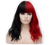 SHIYID Cosplay Kinky Curly Short Women Synthetic Wig Red Pink Gray Heat Resistance Fiber Hair with Bangs