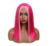 SHIYID Hot Pink Wig Lace Front Synthetic Wigs With Natural Hairline Heat Resistant Short Wigs For Black Women's Drag Queen