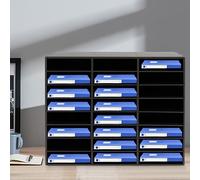 Shiyinge 24 scomparti per documenti da scrivania, organizer per letteratura, file e posta, scomparto per riviste, cassetto per ufficio, casa, scuola, con guanti, moderno, rettangolare, nero