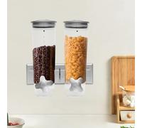 Shiyinge Dispenser per cereali, a 2 scomparti, grande capacità, a doppia parete, per la conservazione (argento)