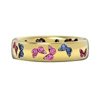 ShiYsRL - Anello da donna squisito a forma di farfalla con zirconi cubici incastonati, ideale come regalo per San Valentino