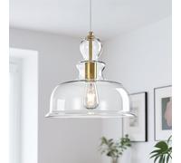 SHJNGMY Lampade in vetro trasparenti a forma di campana, lampade a sospensione moderne con accenti dorati, ideale per l'illuminazione di isole cucine, camere da pranzo e camere da letto (Gold-C)