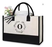 SHJOEE Borsa da spiaggia personalizzata con lettere Borsa shopping alla moda con grande capienza Regalo per donna, mamma, insegnante, matrimonio, compleanno, va (O)