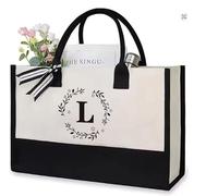 SHJOEE Borsa da spiaggia personalizzata con lettere Borsa shopping alla moda con grande capienza Regalo per donna, mamma, insegnante, matrimonio, compleanno, va (L)