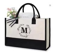 SHJOEE Borsa da spiaggia personalizzata con lettere Borsa shopping alla moda con grande capienza Regalo per donna, mamma, insegnante, matrimonio, compleanno, va (M)
