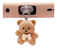 shjxi Cute Bear Shield, TypeC Socket Guard Cover, Compact Universal Fit Charm, Silicone Igiene Protezione, Accessorio Ciondolo Anti Polvere, Cartoon Phone Keychain Detailing 2.8x1.8 cm, Refer to