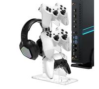 shjxi Headphones Holder, Game Console Stand, 3-Tier Vertical Storage Rack Organizer, Space-Saving Stand for Headsets, Desktop, Furniture, Table, Workplace, 11.89x7.48x3.54 Inches