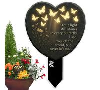 shjxi Segnalibro per tomba, a forma di cuore, decorazione commemorativa, con farfalla cava 2D, per perdita di animali domestici, lutto, decorazione da giardino