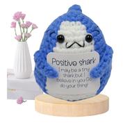shjxi Shark Crochet | Positive Crochet Shark Doll | Motivational Positive | Shark Crochet Ornamentcute Handmade Pocket Woven Plush Pendant Motivational Pickle Unny Support Pickled Decor for Kids