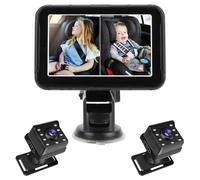 Shkalacar Baby Car Camera Dual Channel 5-inch Baby Monitor 1080P IR Vision Camera Wide View ABITO ANTISTRESSE per bambini Sicurezza Notte