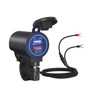 Shkalacar Caricabatterie USB Doppio per Moto, Adattatore USB a Ricarica Rapida QC3.0 a Doppia Porta Impermeabile con Luce Blu per Autobus ATV per motociclette