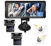 Shkalacar Telecamera per auto per bambini, Dual Channel 6,8 pollici, 1080P, display per auto con 2 telecamere per visione notturna IR e grandangolo di 150° per sedili retroorientati