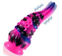 Shkanla Dildo Realistico Vibratore Punto G, Pene Tentacolare Spesso 22 cm Stimolatore Vaginale con 10 Modalità Vibrazione, Plug Anale Mostro Polipo Silicone con Ventosa, Giocattoli Sessuali per Donne