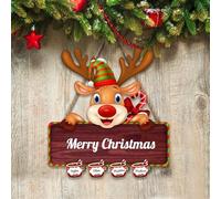 SHKINETARRY Appendere la porta in legno di Buon Natale personalizzato, appendere la porta di Natale con il cognome personalizzato, decorazione della porta di Natale per la porta di casa