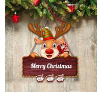 SHKINETARRY Appendere la porta in legno di Buon Natale personalizzato, appendere la porta di Natale con il cognome personalizzato, decorazione della porta di Natale per la porta di casa