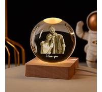 SHKINETARRY Luce notturna a sfera di cristallo personalizzata, foto di cristallo 3D personalizzate, base a LED con luce colorata, regalo personalizzato per donne, uomini, papà e mamme