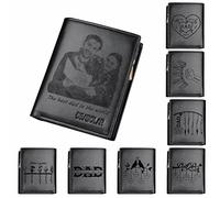 SHKINETARRY Portafoglio in pelle da uomo personalizzato Foto personalizzata con incisione Nome di famiglia Portafogli Festa del papà Anniversario Regalo di compleanno per papà Marito Ragazzo