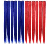 SHKJCHP 12PSC 21"/55cm estensioni dei capelli colorati per le donne moda capelli lunghi lisci resistenti al calore ragazze posticci cosplay (Blu,Rosso)