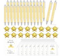 Shknldzsm Set di 30 spille a forma di stella, regalo di apprezzamento per dipendenti, penne a sfera ispiratrici, biglietti di ringraziamento, sacchetti in organza bianca, spilla da bavero per colleghi