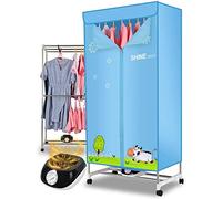 SHKUU Stendibiancheria Elettrico Stendibiancheria Portatile, Armadio per Asciugatura ad Aria Calda Pieghevole a 2 Livelli, Riscaldatore per Indumenti Caldi ad Asciugatura Rapida da 1000 W per Interni,