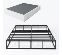 SHLAND Box Springs King 22,9 cm alto profilo king size box spring robusto telaio in metallo materasso fondazione con rivestimento in tessuto, letto king size a molle, facile da montare