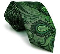 shlax&wing Cravatta da uomo Paisley Verde Nuovo Designer Seta Extra lungo