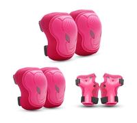 SHMSHNG Ginocchiere per bambini, set di ginocchiere per bambini per pattini in linea 6-in-1 attrezzatura protettiva per bambini di 3-8 anni Gomitiere Skateboarding Bicycle(Rosa)