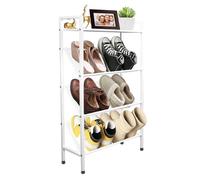 SHMSHNG Scarpiera stretta, salvaspazio, metallo bianco, portascarpe con 4 ripiani, per ingresso, corridoio, soggiorno, scarpiera 50 cm di larghezza, 20 cm di profondità, altezza 90 cm