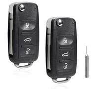 ShnminEU Set di 2 sostituzione pieghevole chiave dell'automobile Compatibile con Golf 5 6 MK6 Polo Touran Passat Seat Tlguan Touareg Skoda Jetta Beetle 3 Tasti telecomando guscio chiave