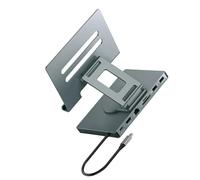 Shntig 2 Supporto per Laptop Girevole Tipo C con Adattatore PD100W Porta Rete Gigabit Design Pieghevole in Alluminio per dissipazione del Calore da 3, 5 mm Docking Station con Supporto Rotante Tipo