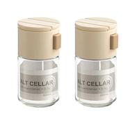 Shntig Bottiglia di condimento in vetro da 2 pezzi, struttura multiuso e contenitore per sale erogatore regolamentato per cuochi casalinghi esperti in vetro con misurazione