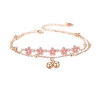 Shntig Cavigliera regolabile in rame leggero con ciondolo a forma di fiore, accessorio casual alla moda per feste con campane regolabili per donne