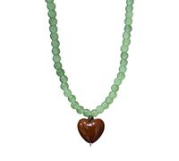Shntig Collana giocosa con perline di vetro a forma di cuore arcobaleno con chiusura in acciaio Ti perfetta per l'uso quotidiano gioielli colorati, One Size, come descritto, come descritto
