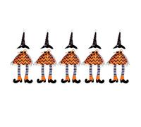 Shntig Confezione da 5 sacchetti per bottiglie di vino con cappello da strega, con gambe lunghe, decorazione per feste di Halloween, ottima lavorazione, Giallo