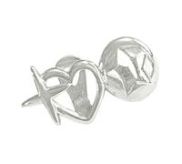 Shntig Stelle Motivi Griglie per denti Gioielli Argento Cappucci per denti in oro Materiali in ottone Resistente alla corrosione Accessori unisex Copri denti a cuore cavo retrò