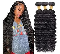 Shoaiye #1B fasci naturali di capelli umani neri onde profonde tessere 3 fasci totale 300g 100% vergine non trattati Remy doppia trama estensione dei capelli umani 30 32 34 pollici