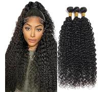 Shoaiye #1B fasci naturali di capelli umani neri ricci ondulati tessere 3 fasci totale 300g 100% vergine non trattati Remy doppia trama estensione dei capelli umani 28 28 28 pollici