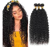 Shoaiye #1B fasci naturali di capelli umani neri ricci ondulati tessere 3 fasci totale 300g 100% vergine non trattati Remy doppia trama estensione dei capelli umani 76 cm 76 cm