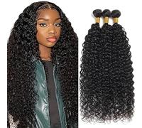 Shoaiye #1B fasci naturali di capelli umani neri ricci ondulati tessere 3 fasci totale 300g 100% vergine non trattati Remy doppia trama estensione dei capelli umani 32 pollici