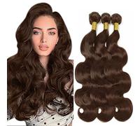 Shoaiye # 4 fasci di capelli umani castano cioccolato ondulato del corpo 3 fasci totale 300g non trattati vergini brasiliani Remy doppia trama estensione dei capelli umani 30 32 34 pollici