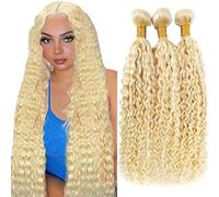 Shoaiye #613 fasci biondi capelli umani biondo chiaro onda d'acqua tessere 3 fasci totale 300g 100% non trasformati brasiliano vergine Remy estensione umana 30 32 34 pollici