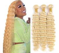 Shoaiye #613 fasci biondi capelli umani biondo chiaro onda profonda tessere 3 fasci totale 300g 100% non trasformati brasiliano vergine Remy estensione umana 30 32 34 pollici