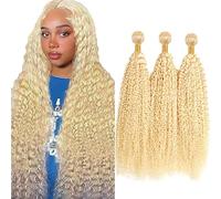 Shoaiye #613 fasci biondi capelli umani biondo chiaro ricci onda tessere 3 fasci totale 300g 100% non trasformati brasiliano vergine Remy estensione umana 30 32 34 pollici