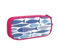 Shoal of Fish - Astuccio per matite, trucchi, gioielli, portatile, da viaggio, nero, rosa, Taglia unica, Astuccio portamatite
