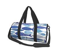 Shoal of Fish - Borsone rotondo da viaggio, con stampa, borsa da palestra, fitness, allenamento, colore nero, taglia unica, Nero , Taglia unica
